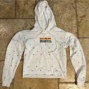 White Hoodie with Rainbow Marvel Sweater